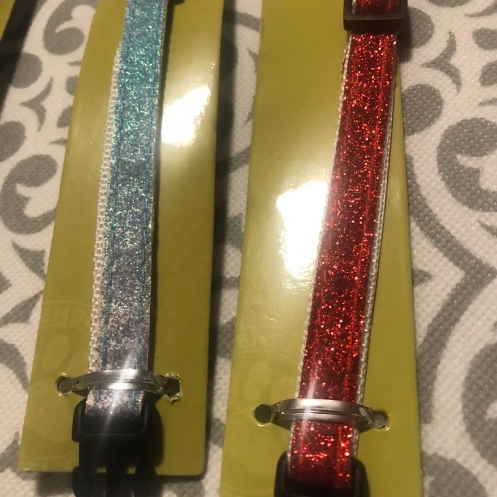 - 4 Cat glamour Collar Bell and Pink Red Bow Tie Glitter Lot